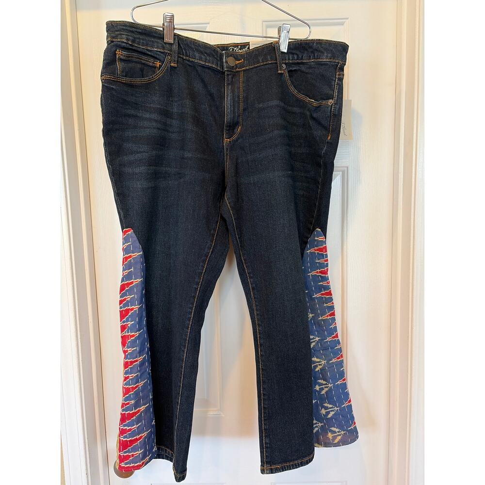 Upcycled Jeans Boho Flare Cropped Capri Denim Size 16  16W